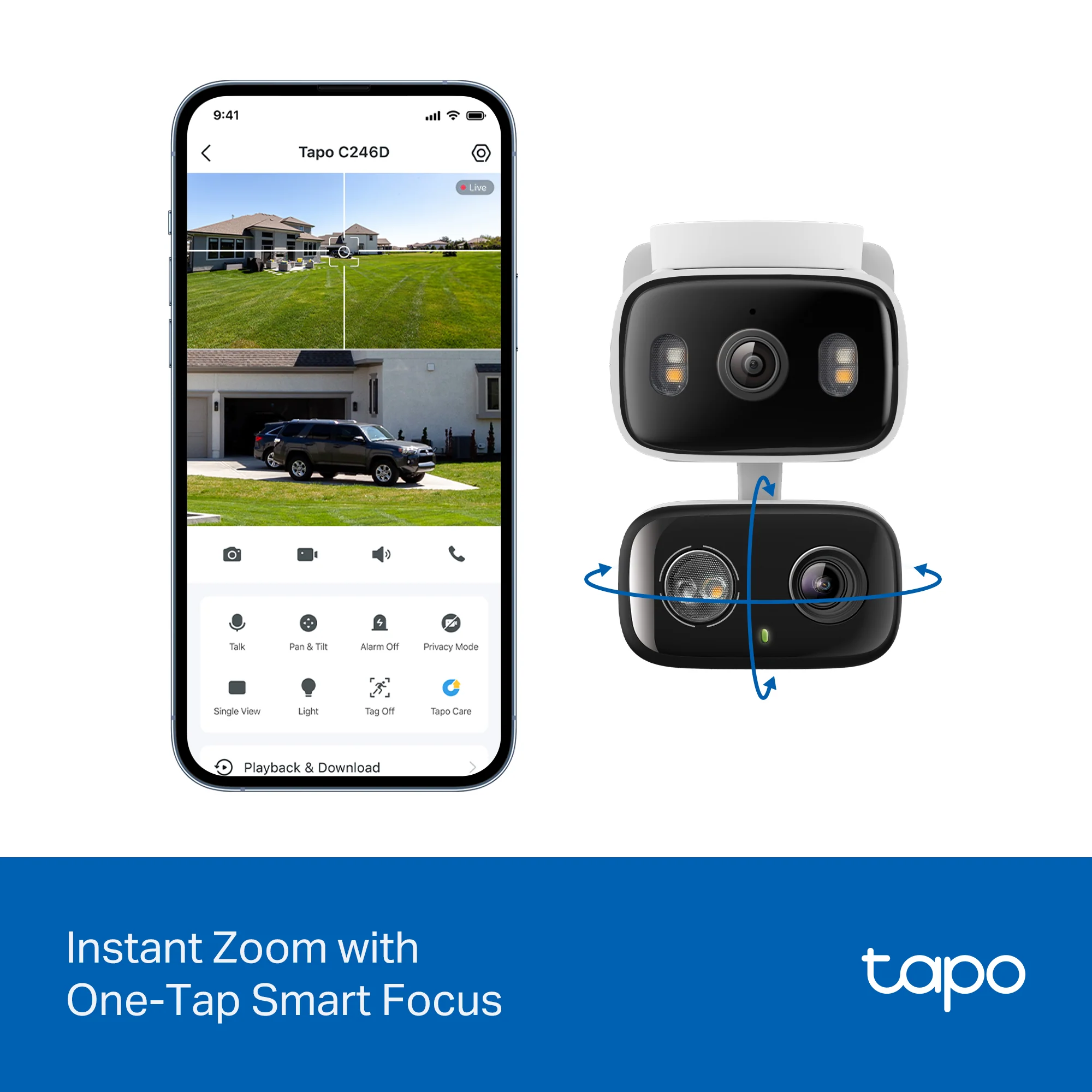2K Dual Lens Pan/Tilt Indoor/Outdoor Security Camera, Tapo C246D HybridCam Duo 2-Pack - Image 4