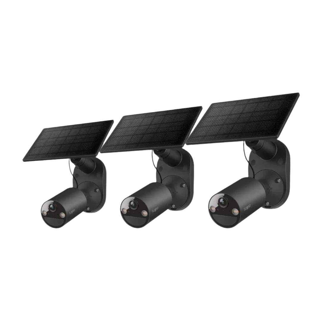 SolarCam 1080P Wireless Outdoor Security Camera with Solar Panel, Tapo C403 Kit 3-Pack (Black)