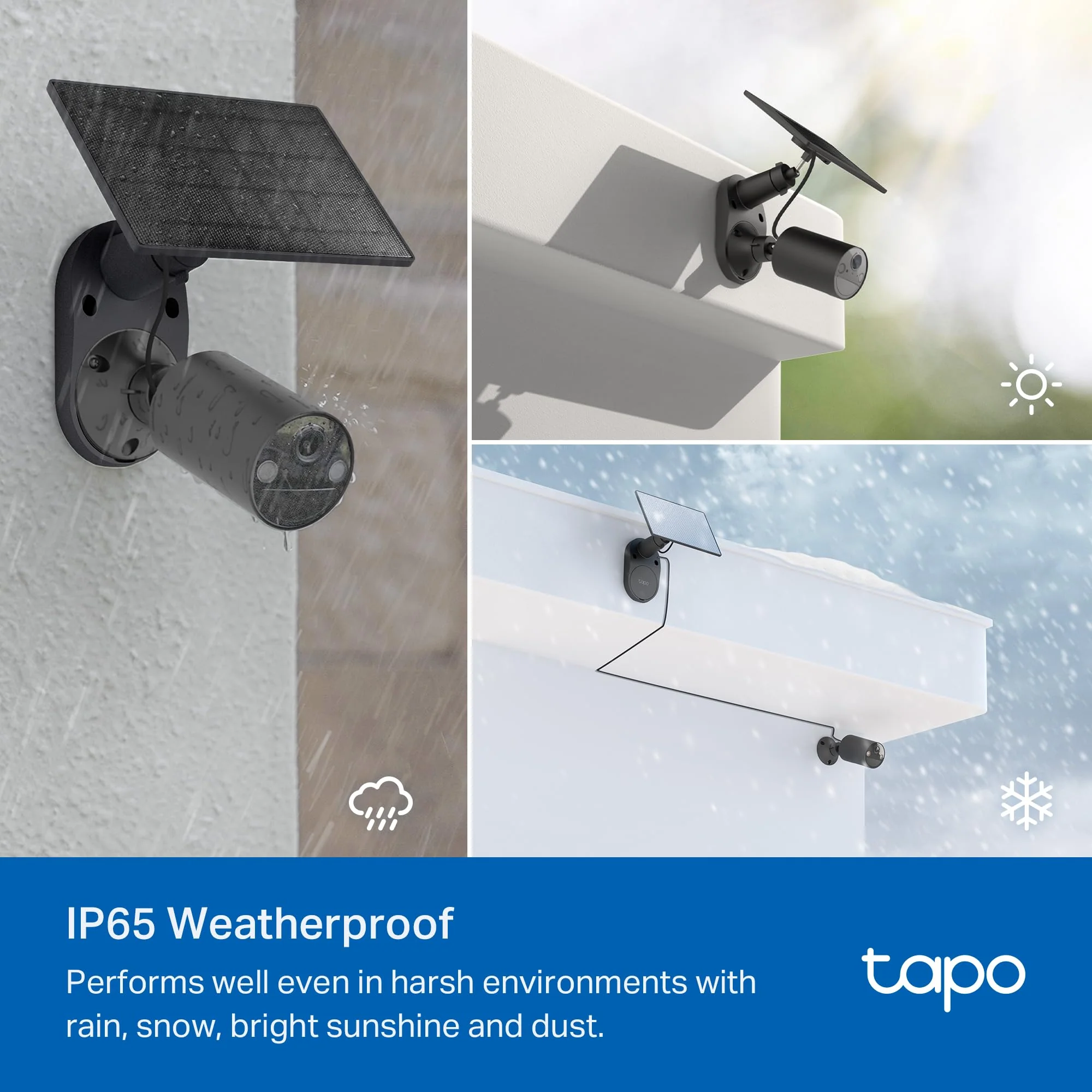 SolarCam 1080P Wireless Outdoor Security Camera with Solar Panel, Tapo C403 Kit 3-Pack (Black) - Image 2