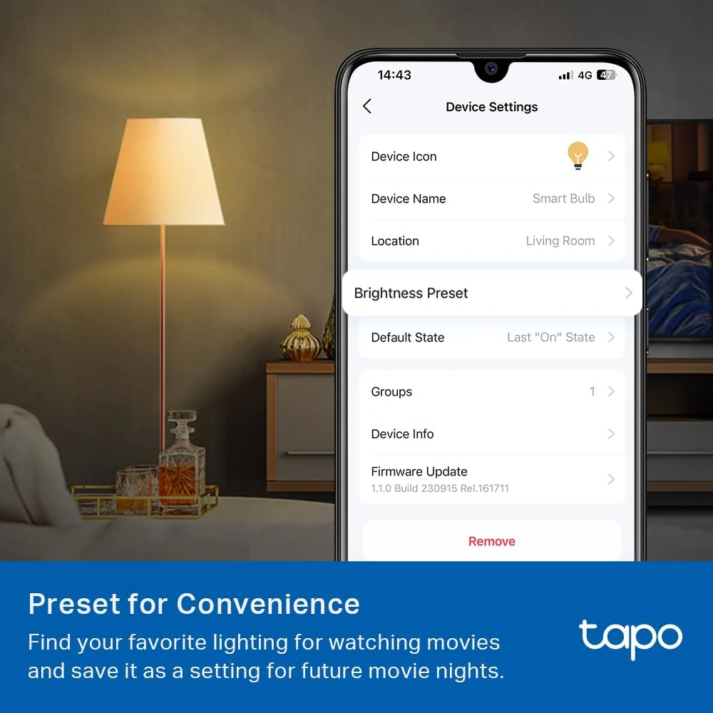 Smart Dimmable Light Bulb, 2700K, Tapo L510E(4-Pack) - Image 6